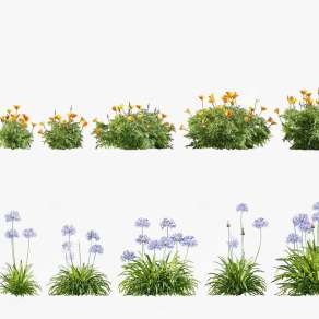 现代花草组合3D模型下载